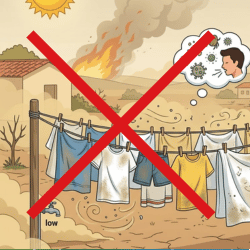 Roupas no varal, pode pegar poeira e alergia