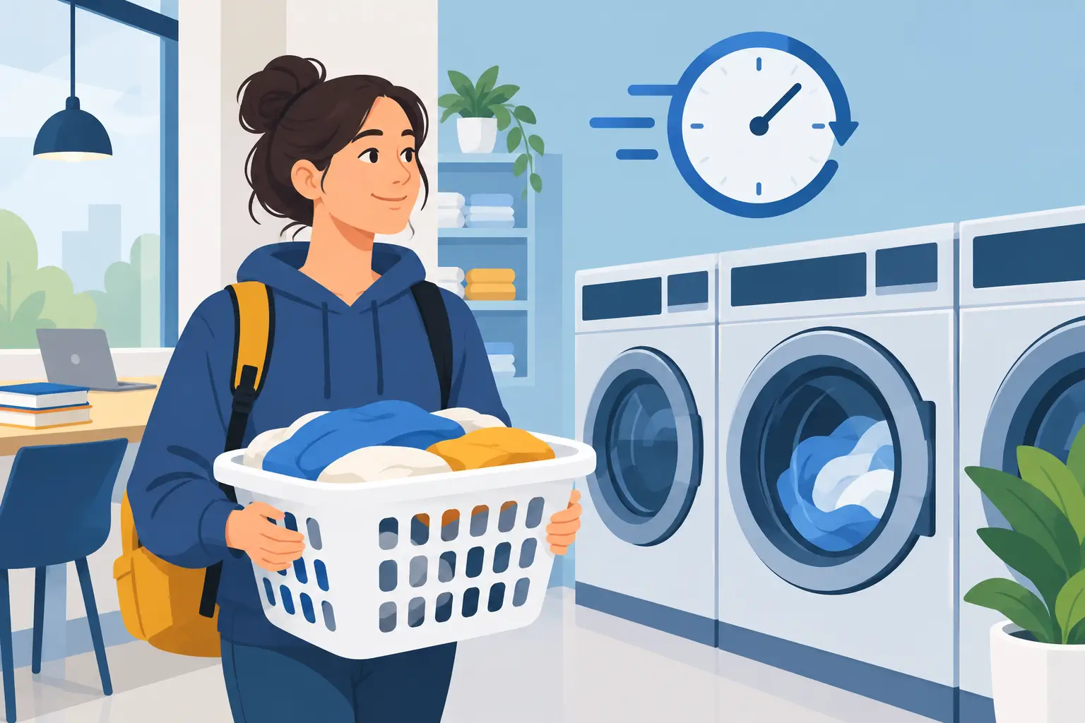 Lavanderia para estudantes em cerca de 1 hora